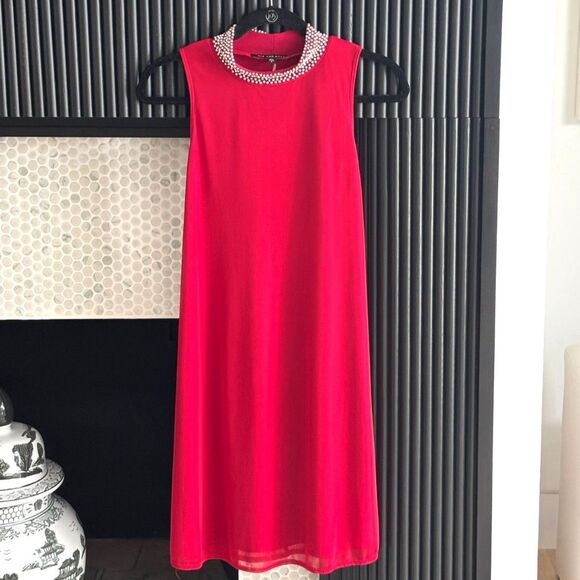 Dresses & Skirts - Nik and Nash Pearl Rhinestone Embellished Dress Red S